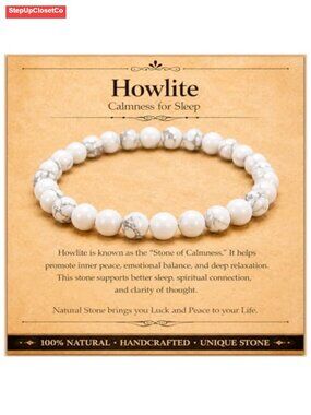 Natural Howlite Gemstone Stretch Bracelet Meditation Yoga